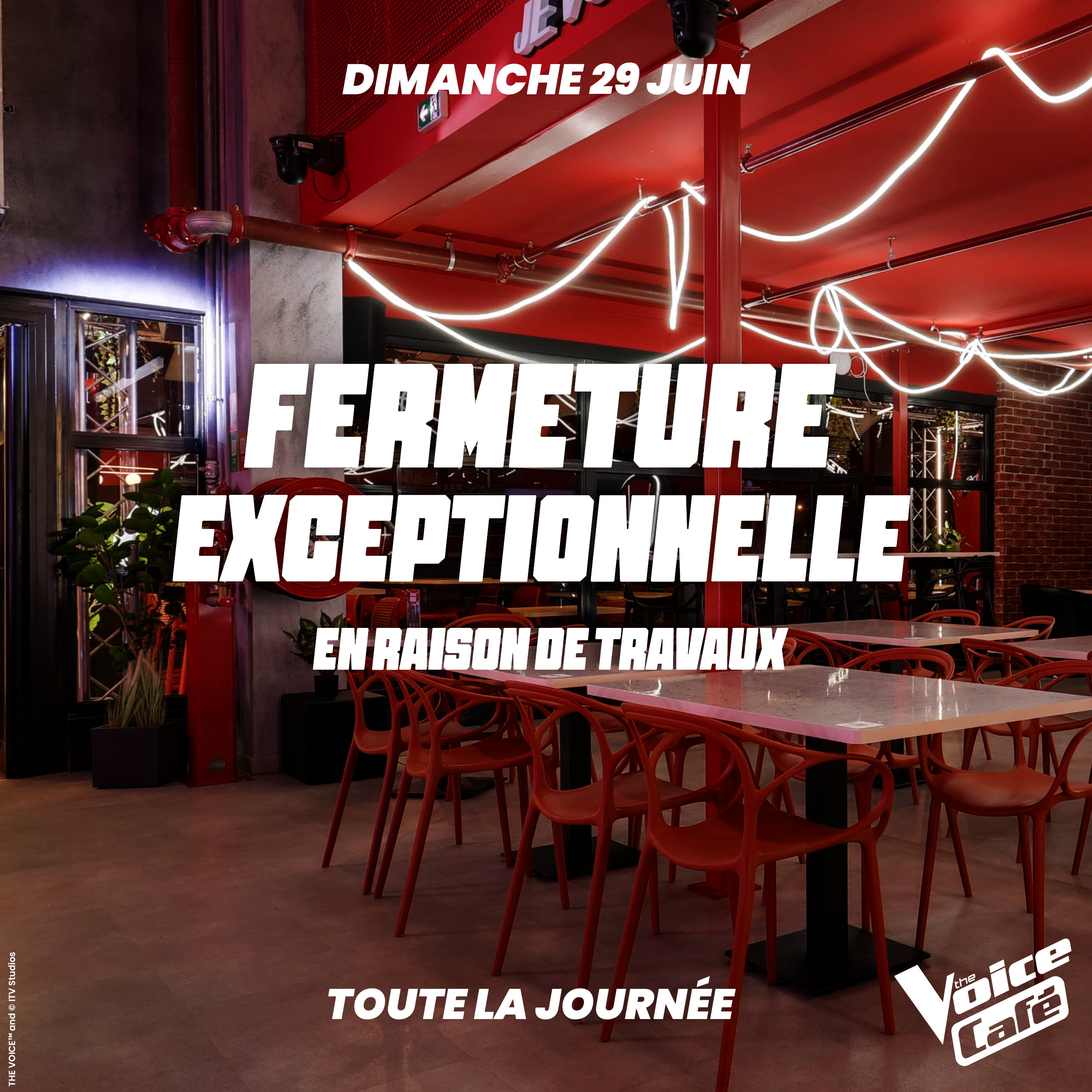 FERMETURE EXCEPTIONNELLE – EN RAISON DE TRAVAUX